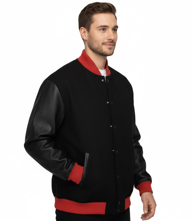 Teton Varsity Letterman Men's Jacket - Red/Black - Marwin Sports