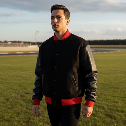 Teton Varsity Letterman Men's Jacket - Red/Black - Marwin Sports