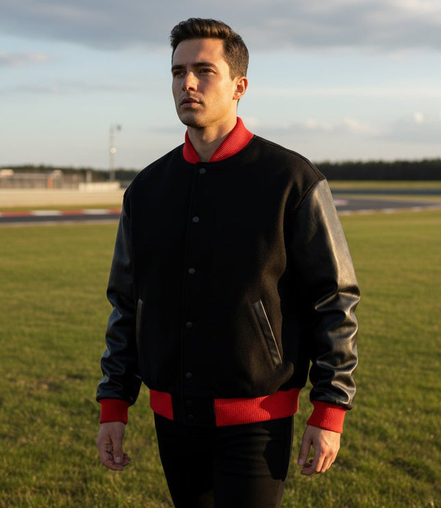 Teton Varsity Letterman Men's Jacket - Red/Black - Marwin Sports