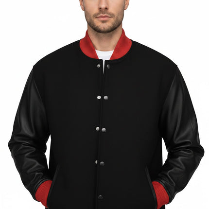 Teton Varsity Letterman Men's Jacket - Red/Black - Marwin Sports