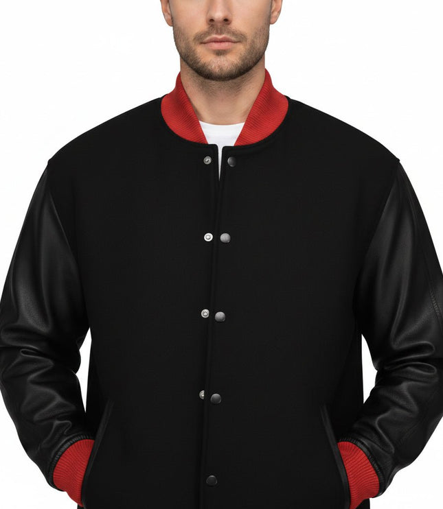 Teton Varsity Letterman Men's Jacket - Red/Black - Marwin Sports