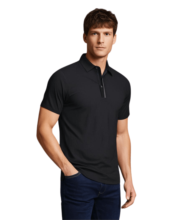 Timeless Men's Seamless Button Polo - Black - Marwin Sports