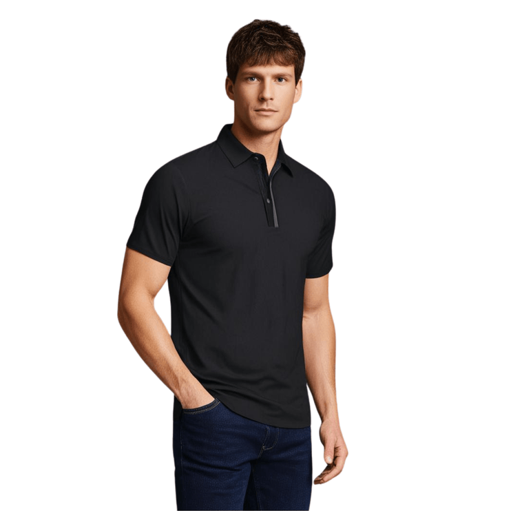 Timeless Men's Seamless Button Polo - Black - Marwin Sports