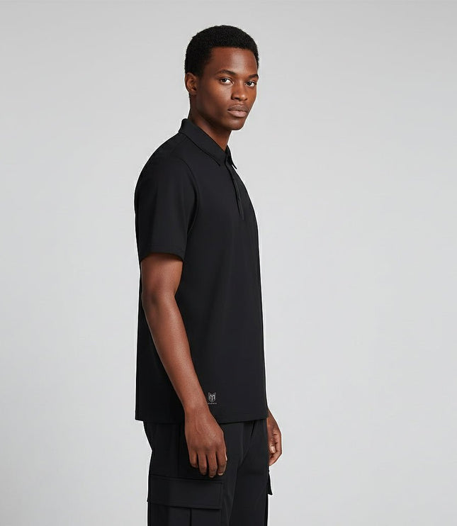 Timeless Men's Seamless Button Polo - Black - Marwin Sports
