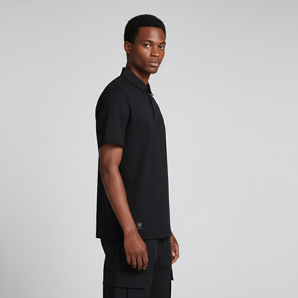Timeless Men's Seamless Button Polo - Black - Marwin Sports