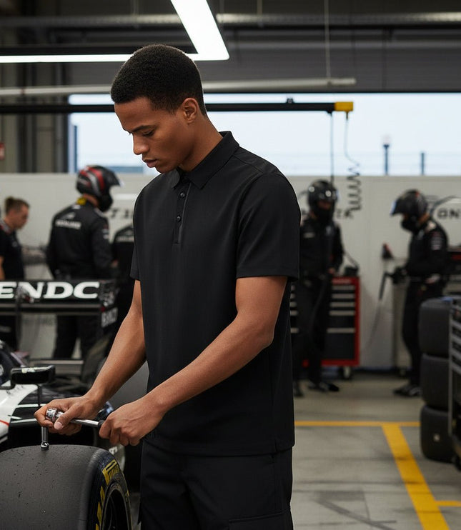 Timeless Men's Seamless Button Polo - Black - Marwin Sports