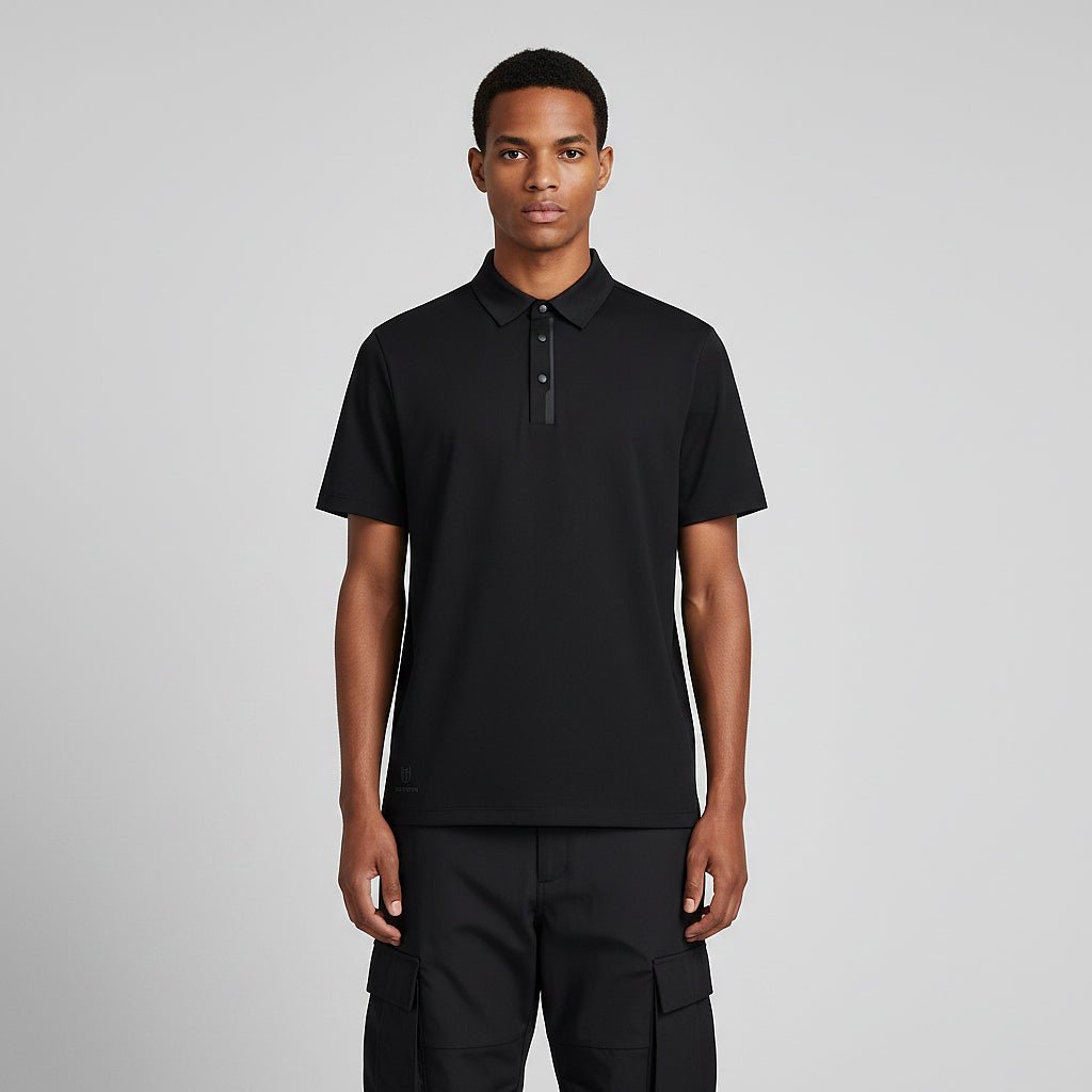 Timeless Men's Seamless Button Polo - Black - Marwin Sports