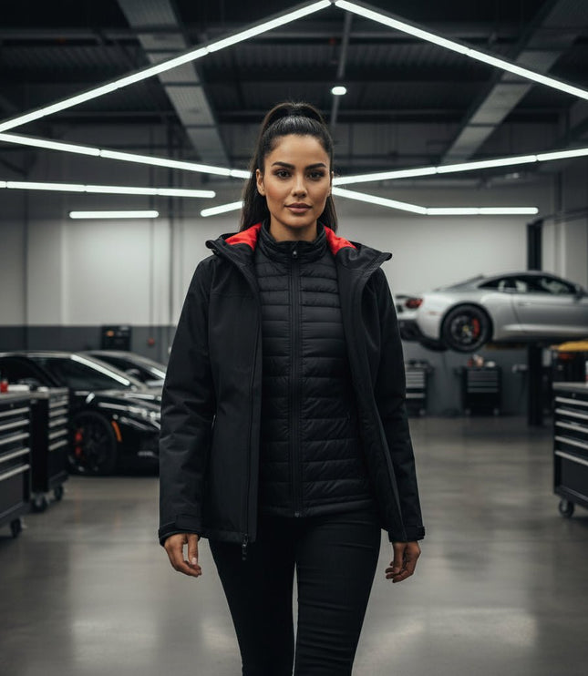 Ultimate Women's 3 - in - 1 Jacket - Black/Red - Marwin Sports