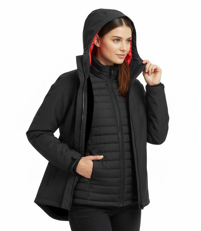 Ultimate Women's 3 - in - 1 Jacket - Black/Red - Marwin Sports