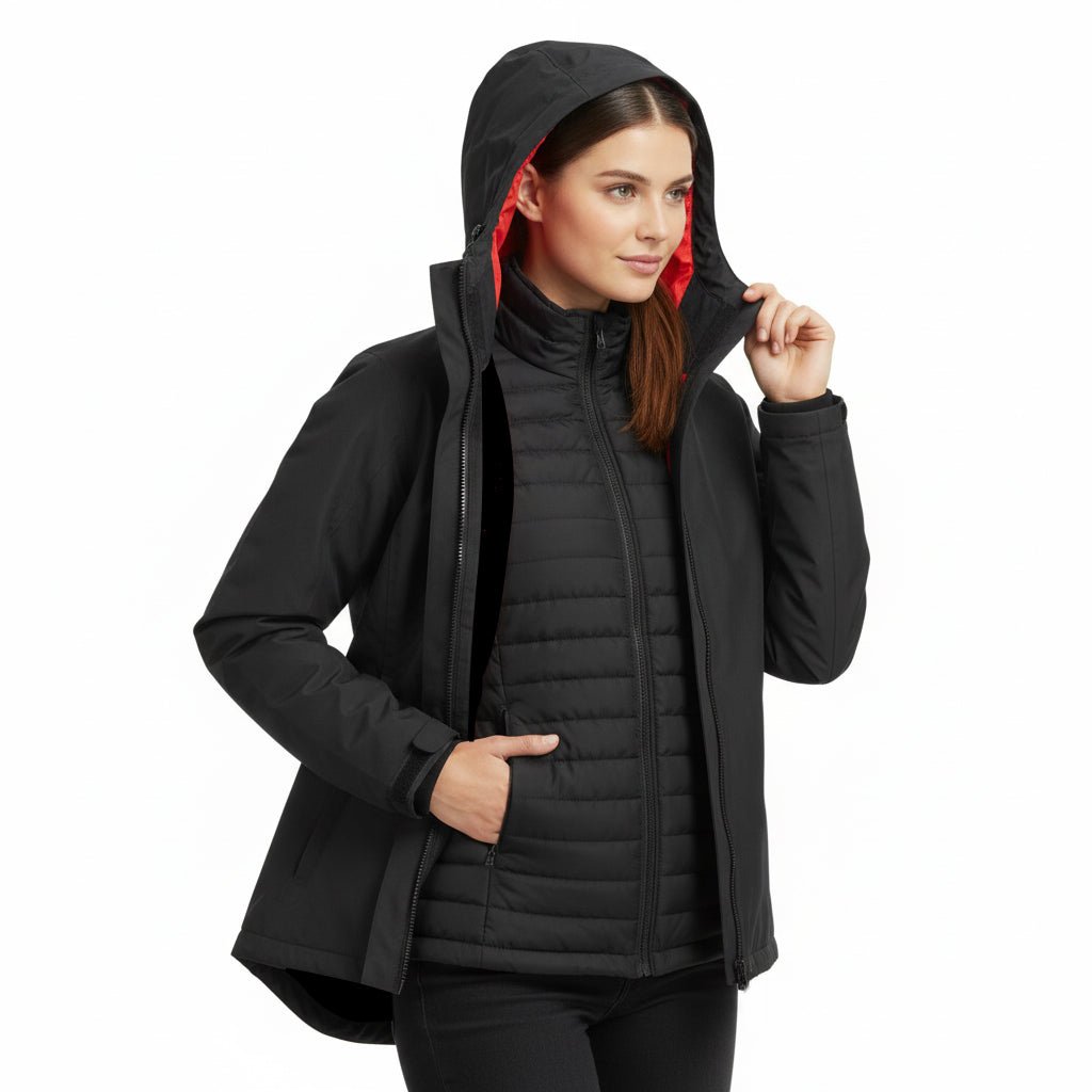 Ultimate Women's 3 - in - 1 Jacket - Black/Red - Marwin Sports