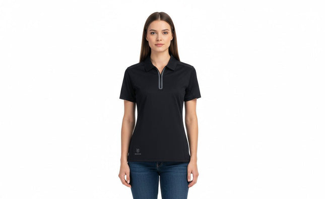 Vitality Women's Seamless Zipper Polo - Black - Marwin Sports