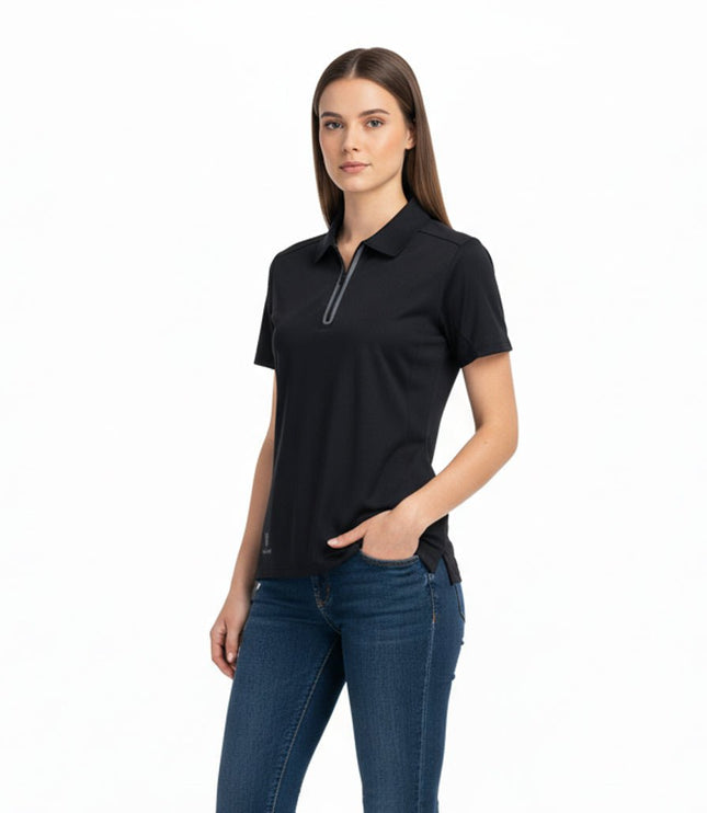 Vitality Women's Seamless Zipper Polo - Black - Marwin Sports