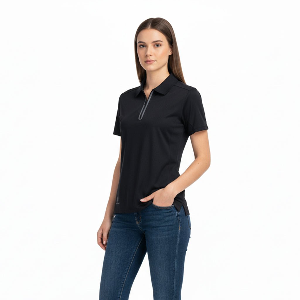 Vitality Women's Seamless Zipper Polo - Black - Marwin Sports