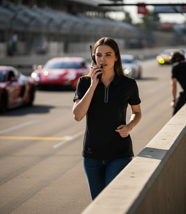 Vitality Women's Seamless Zipper Polo - Black - Marwin Sports