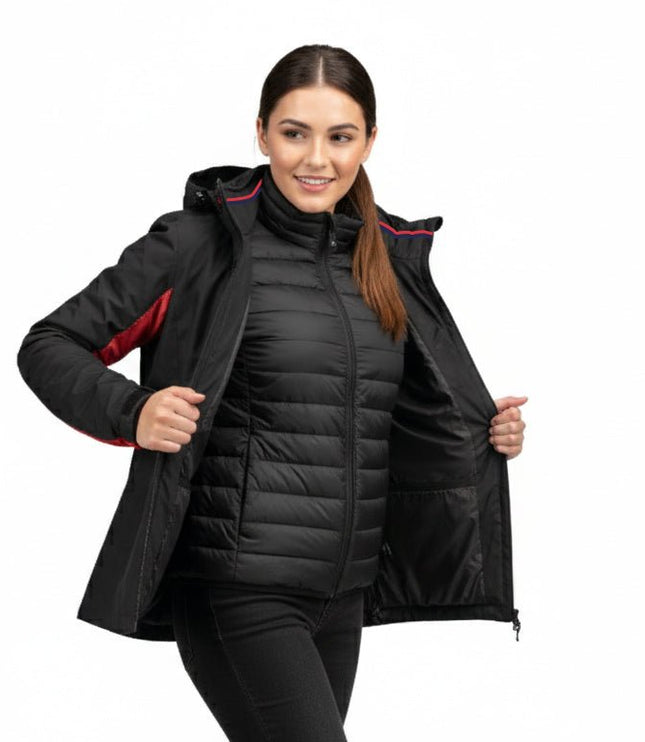 Whitney Women's 4 in 1 Jacket - Black/Red - Marwin Sports