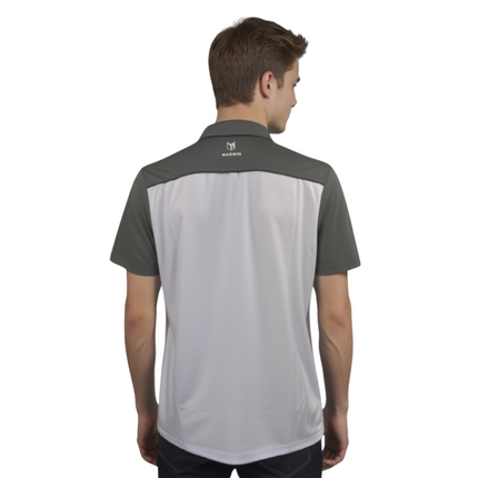 Marwin Sports Mopar Men's Poly Zipper Polo - White/Grey/Black