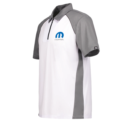 Marwin Sports Mopar Men's Poly Zipper Polo - White/Grey/Black