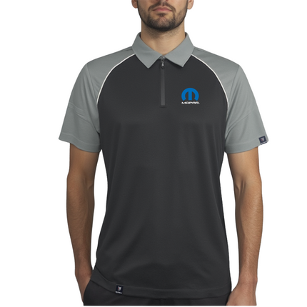 Marwin Sports Mopar Men's Poly Zipper Polo - Black/Grey/White
