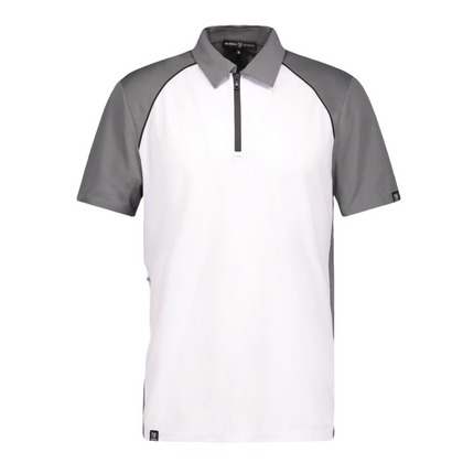 Marwin Sports Poly Zipper Men's Polo - White/Grey/Black