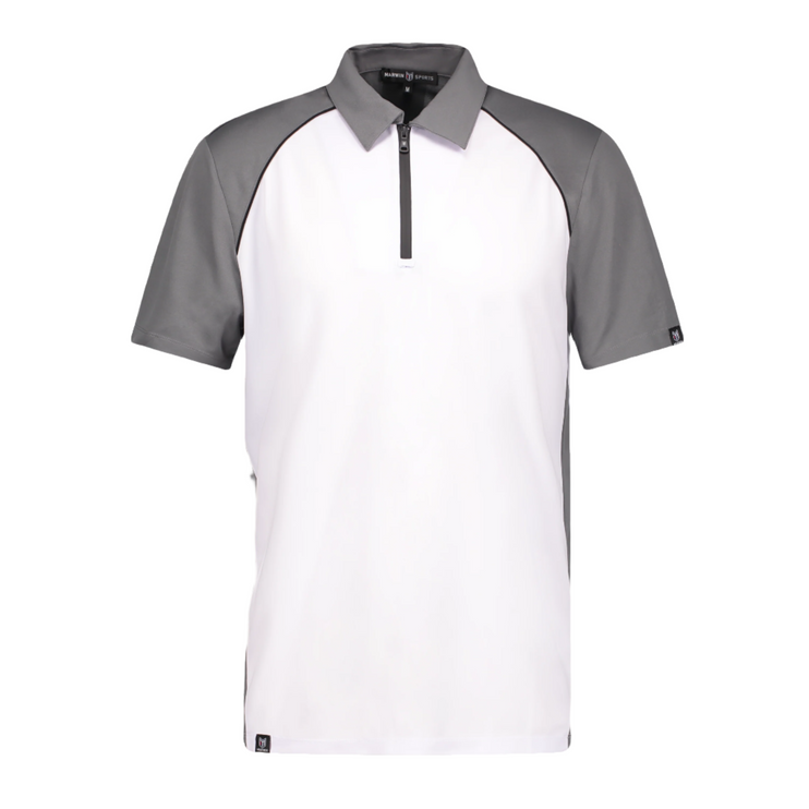 Marwin Sports Poly Zipper Men's Polo - White/Grey/Black