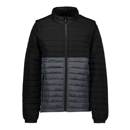 Everest Black/Grey Puffer Jacket Removable Arms