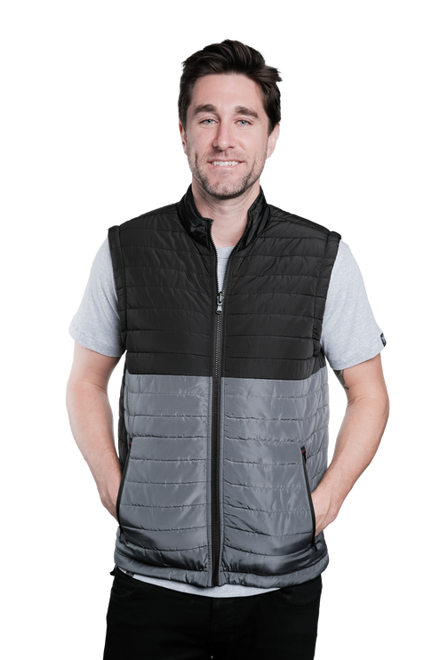 Marwin Sports Puffer Men's Jacket Removable Arms - Black/Grey