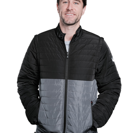 Everest Black/Grey Puffer Jacket Removable Arms