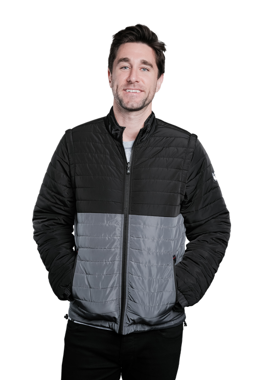 Marwin Sports Puffer Men's Jacket Removable Arms - Black/Grey
