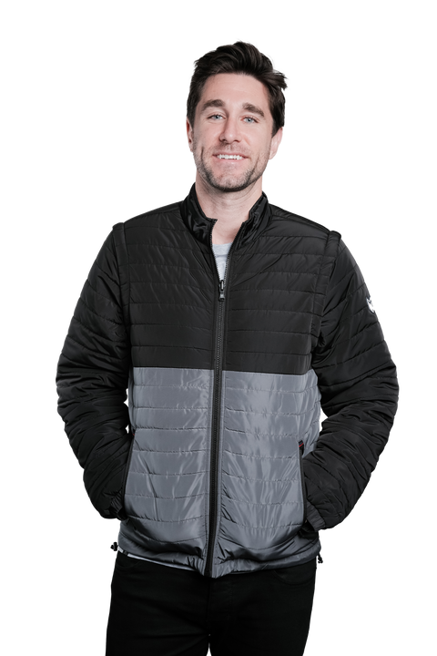 Everest Black/Grey Puffer Jacket Removable Arms