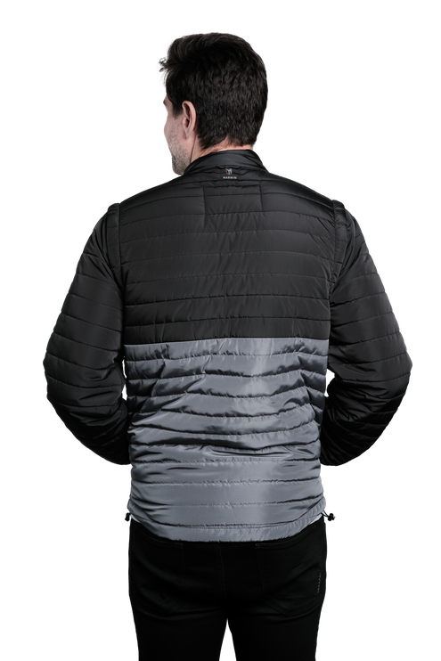 Marwin Sports Puffer Men's Jacket Removable Arms - Black/Grey