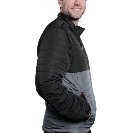 Everest Black/Grey Puffer Jacket Removable Arms