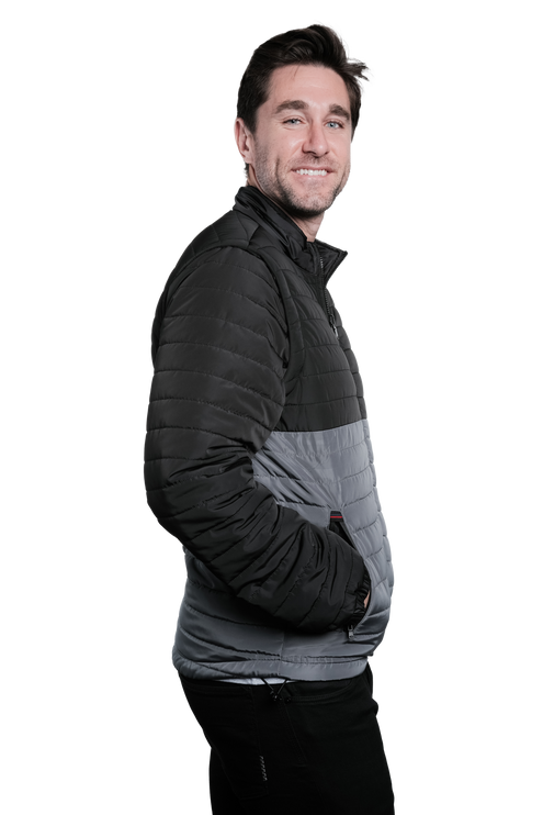 Marwin Sports Puffer Men's Jacket Removable Arms - Black/Grey