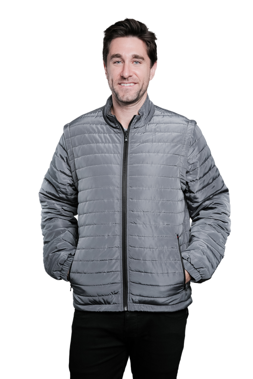 Everest Grey Puffer Jacket Removable Arms