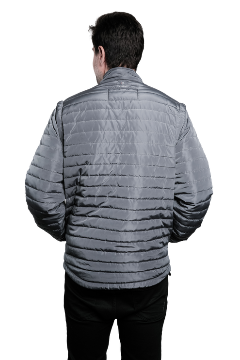 Everest Grey Puffer Jacket Removable Arms