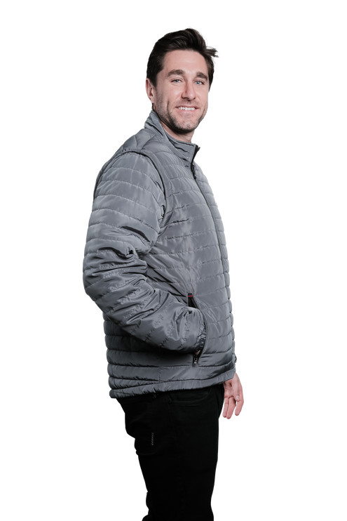 Marwin Sports Puffer Men's Jacket Removable Arms - Grey