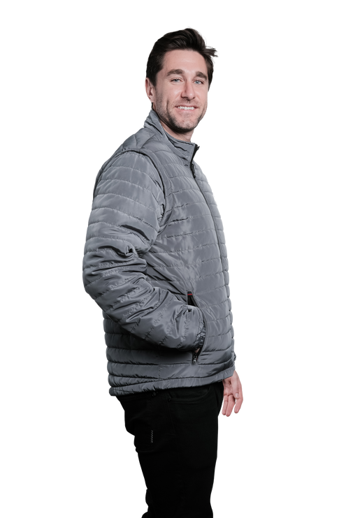 Everest Grey Puffer Jacket Removable Arms