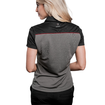 Marwin Sports Poly Button Women's Polo - Grey/Black/Red