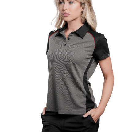 Fallon Grey/Black/Red Button Polo