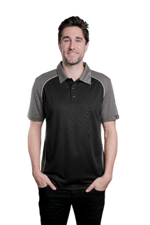 Flight Pilot Black/Grey/White Button Polo