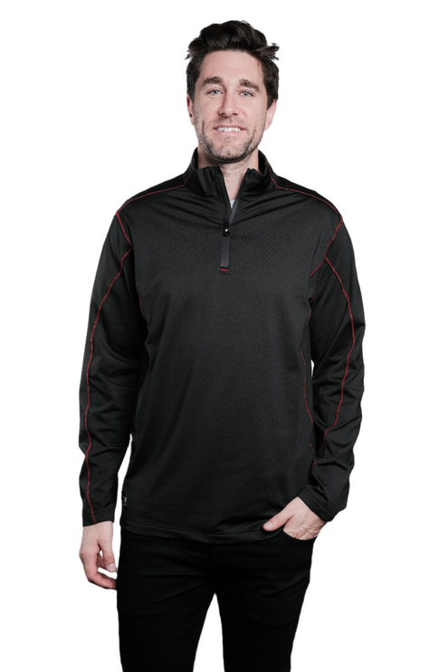 Marwin Sports Quarter Zip Men's Pullover - Black/Red