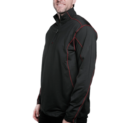Marwin Sports Quarter Zip Men's Pullover - Black/Red
