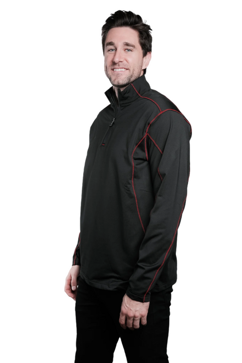 Marwin Sports Quarter Zip Men's Pullover - Black/Red