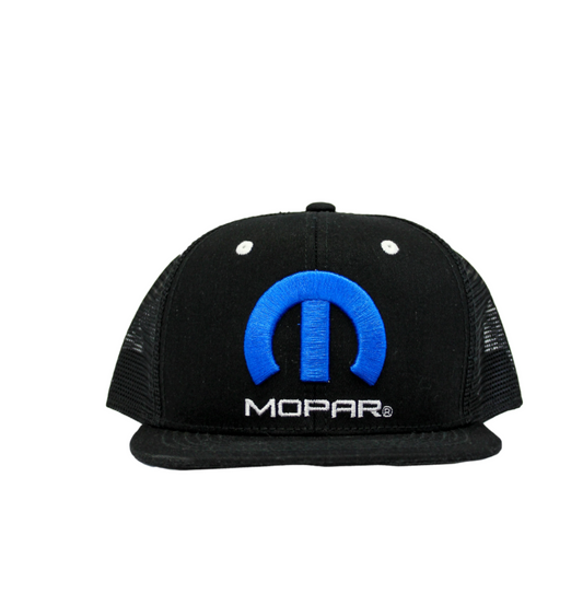 Mopar Logo Embroidered 6 Panel Hat - Black