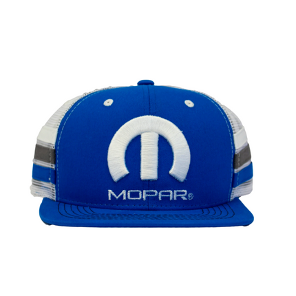 Mopar Logo Embroidered 6 Panel Hat - Blue/White