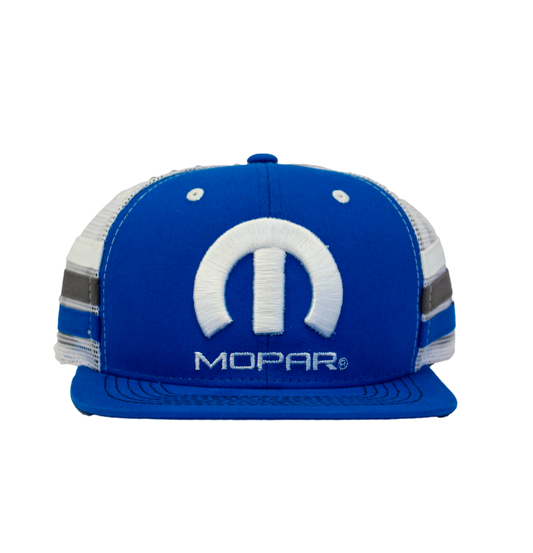 Mopar Logo Embroidered 6 Panel Hat - Blue/White