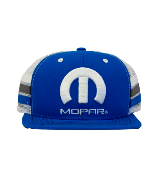 Mopar Logo Embroidered 6 Panel Hat - Blue/White