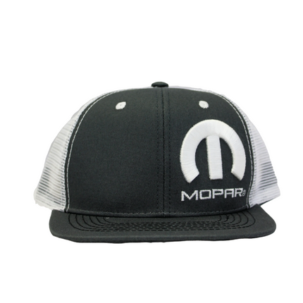 Mopar Logo Embroidered 6 Panel Hat - Charcoal Grey/White