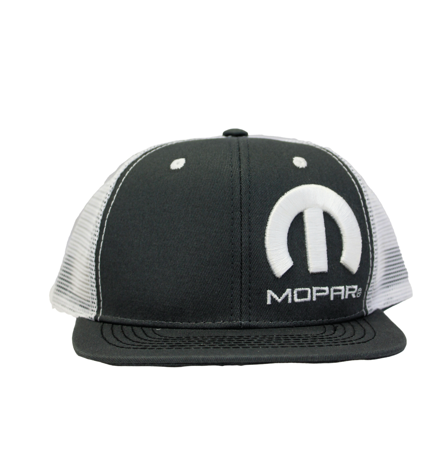 Mopar Logo Embroidered 6 Panel Hat - Charcoal Grey/White