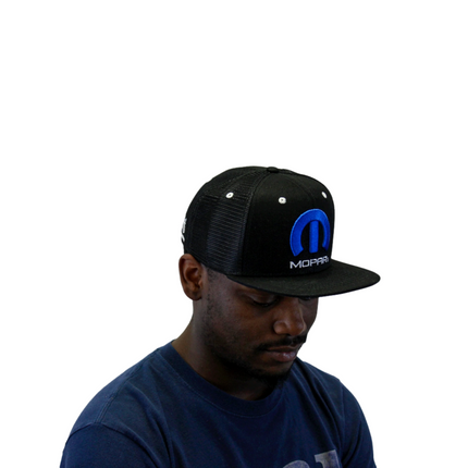 Mopar Logo Embroidered 6 Panel Hat - Black