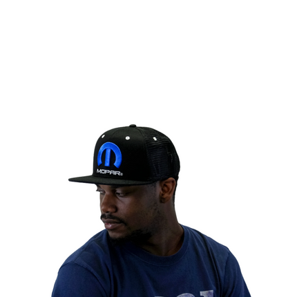 Mopar Logo Embroidered 6 Panel Hat - Black